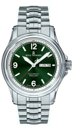 Revue Thommen Armbanduhr Herren Automatikuhr 16040.2434 Grün/Silber