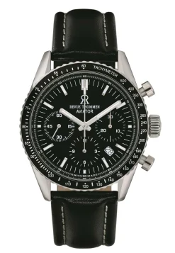 Revue Thommen Herren Armbanduhr Automatic Aviator 42 mm Chronograph Armband Leather 17000.6537