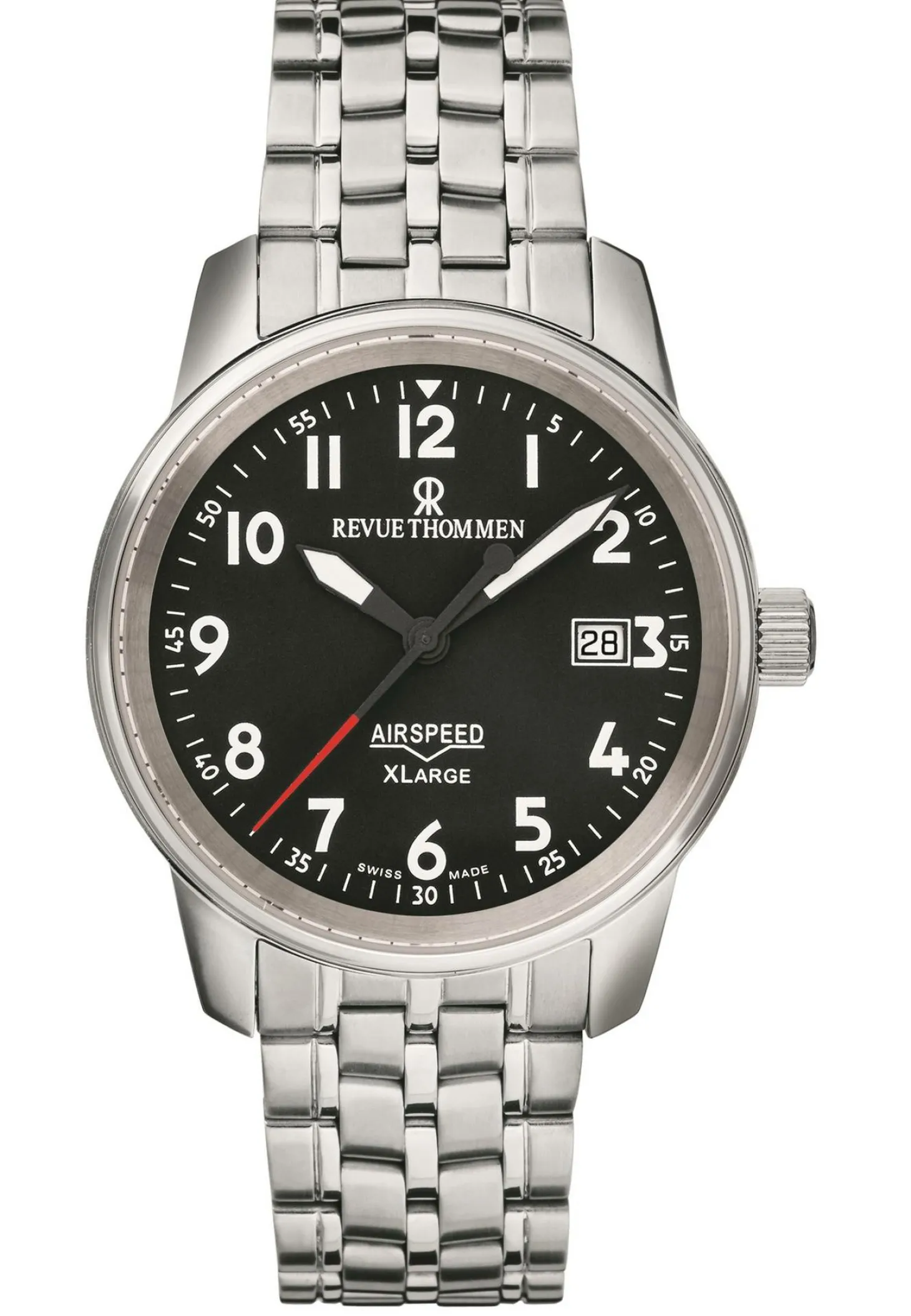 Revue Thommen Herren Armbanduhr Automatic Airspeed Xlarge 40 mm Date Window Armband Edelstahl 16052.2137