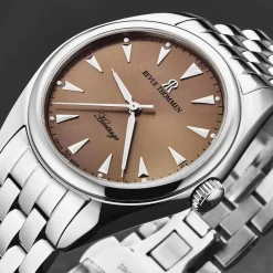 Revue Thommen Herren Armbanduhr 'Heritage' Automatikuhr Zifferblatt braun Edelstahlarmband, 21010-2139