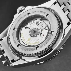 Revue Thommen Schweizer Armbanduhr Diver GMT Automatikuhr für Herren, Schwarz mit Datum, Edelstahl 42 mm 17572.2237