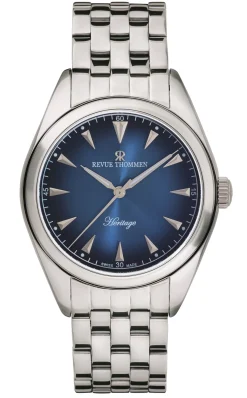 Revue Thommen Schweizer Armbanduhr Heritage Automatik, Edelstahl, Blaues Zifferblatt 39 mm 21010.2135