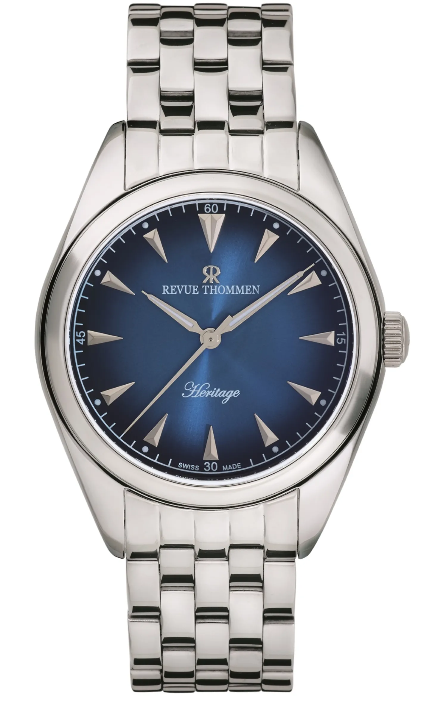 Revue Thommen Schweizer Armbanduhr Heritage Automatik, Edelstahl, Blaues Zifferblatt 39 mm 21010.2135