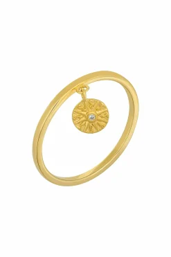 Ring 925 Silber Anhänger Münze vergoldet Sonne Zirkonia 41184880853086