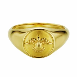 Ring 925/- Silber vergoldet Taube Siegelring 41184482984030