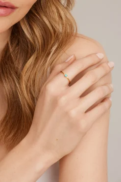 Ring 925 Silber vergoldet Türkis & Weißtopas 41185035616350