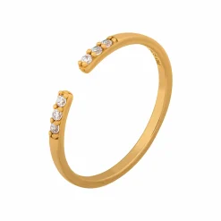 Ring 925/- Sterling Silber vergoldet offen Zirkonia Stacking 41184731955294