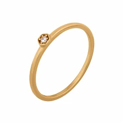 Ring 925/- Sterling Silber vergoldet Hexagon mit Zirkonia Stacking 41184736641118