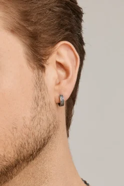 Single Creole 925 Silber matt oxidiert Dreiecke 41185105215582