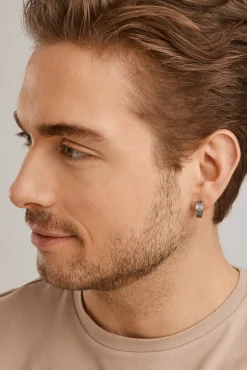 Single Creole 925 Silber matt oxidiert Muster Löwe 41185104265310