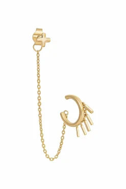 Single Ohrring 925 Sterling Silber vergoldet mit Ear Cuff und Anhängern 41185014251614