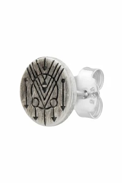 Single Ohrstecker 925 Silber matt rund oxidiert Tattoo Motiv 41185154236510