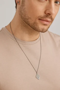 Single Ohrstecker 925 Silber matt eckig oxidiert Tattoo Motiv 41185155612766