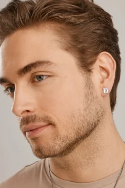 Single Ohrstecker 925/-Sterling Silber matt oxodiert Sailor Wappen Tau 41184775110750