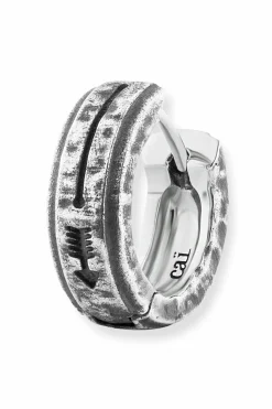 Single-Ohrring 925 Sterling Silber rhodinert matt oxidiert 41184112345182