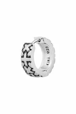 Single-Ohrring 925 Sterling Silber matt oxidiert 41184709181534