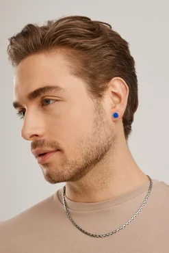 Single-Ohrstecker 925 Silber rhodiniert Lapislazuli 41185109246046