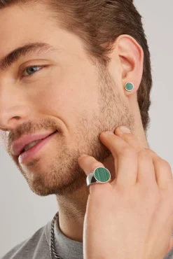 Single-Ohrstecker 925 Silber rhodiniert Malachit 41185108459614