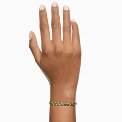 Swarovski Armband Damen Matrix Tennis Rundschliff grün goldfarben 5658850