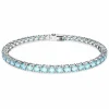 Swarovski Armband Unisex Matrix Tennis „Round‑Cut Blue“ Länge ca. 15,5 cm, Größe S Weiß/Rhodium 5648927