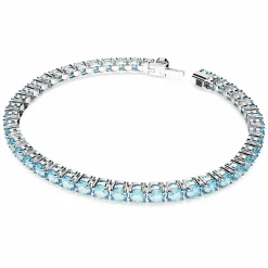 Swarovski Armband Unisex Matrix Tennis „Round‑Cut Blue“ Länge ca. 15,5 cm, Größe S Weiß/Rhodium 5648927