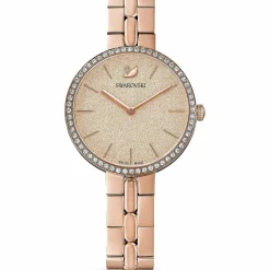 Swarovski Cosmopolitan Uhr - Schweizer Eleganz in Rosa mit Roségoldfarbenem Metallarmband, 5517800