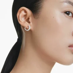 Swarovski Creolen Unisex Matrix Kristallperle Weiß Rhodiniert 5692260