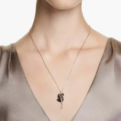 SWAROVSKI Damen Anhänger Schwan Schwarz Roségold-Legierungsschicht SWAN 5678045
