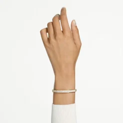 Swarovski Damen Dextera Armreif, Oktagon, Pavé, Weiß, Goldlegierungsschicht 5639199 M