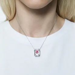 Swarovski Damen Halskette Chroma Halskette Oktagon-Schliff, Rosa, Rhodinier 5608647