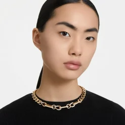 Swarovski Damen Halskette Dextera Statement, Gemischte Glieder, Weiß, Goldlegierungsschicht 5639332 S