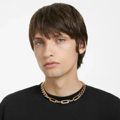 Swarovski Damen Halskette Dextera Statement, Gemischte Glieder, Weiß, Goldlegierungsschicht 5639332 S