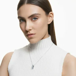 Swarovski Damen Halskette mit Anhänger Exalta Rundschliff Blau Pavé 5643754