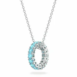 Swarovski Damen Halskette mit Anhänger Exalta Rundschliff Blau Pavé 5643754