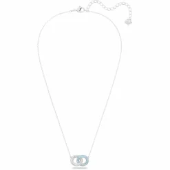 Swarovski Damen Halskette Stone Pavé, Verflochtene Ringe, Blau, Rhodiniert 5642883