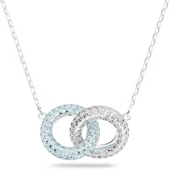 Swarovski Damen Halskette Stone Pavé, Verflochtene Ringe, Blau, Rhodiniert 5642883