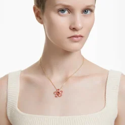 Swarovski Damen Halskette Idyllia Anhänger Blume Klein - Rosa mit Goldlegierungsschicht 5657875