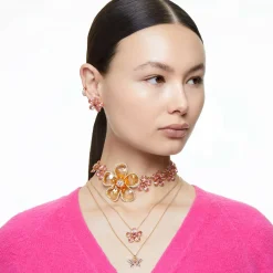 Swarovski Damen Halskette Idyllia Anhänger Blume Klein - Rosa mit Goldlegierungsschicht 5657875