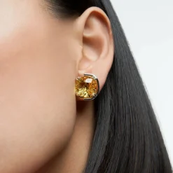 Swarovski Damen Ohrringe Ohrstecker Harmonia Kissenschliff, Gelb, Rhodiniert 5616511