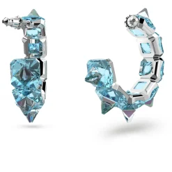 Swarovski Damen Ohrringe Ortyx Kreolen Pyramidenschliff, Blau, Rhodiniert 5600894