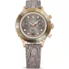 Swarovski Damen Schweizer Chronograph Uhr Octea Chrono Grau Roségold Finish Lederarmband 5671153