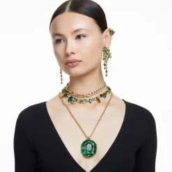 Swarovski Gema Damen Chandelier-Ohrringe Grün Goldlegierung Kristalle