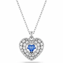 Swarovski Halskette Unisex Idyllia Hyperbola Herz Anhänger Blau Rhodiniert 5680403