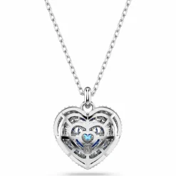 Swarovski Halskette Unisex Idyllia Hyperbola Herz Anhänger Blau Rhodiniert 5680403