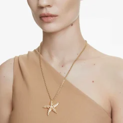 Swarovski Idyllia Anhänger mit Kette Damen Halskette Goldfarben mit Seestern Kristall 5691035