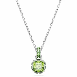 Swarovski Kette mit Anhänger Birthstone August Kissenschliff Grün 5651706