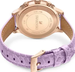 Swarovski Octea Lux Chrono Uhr, Schweizer Produktion, mit Lederarmband in Violett & Roségoldfarbenem Finish - Artikelnummer 5632263