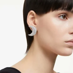 Swarovski Ohrclips Damen Luna Mond Weiß Rhodiniert 5666158