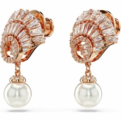 Swarovski Ohrringe Damen Idyllia Drop Kristallperle Muschel weiß roségold 5689196