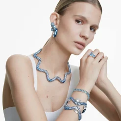 Swarovski Ohrringe Damen Lucent Hoop Octagon Small blau 5696038